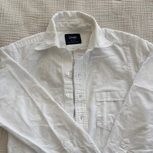 Drakes Crisp White Casual Button Down Shirt